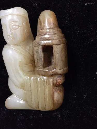 HETIAN WHITE JADE PALACE LANTERN FIGURE