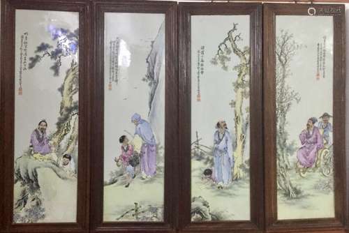 Set of Chinese Famille Rose Porcelain Plaque