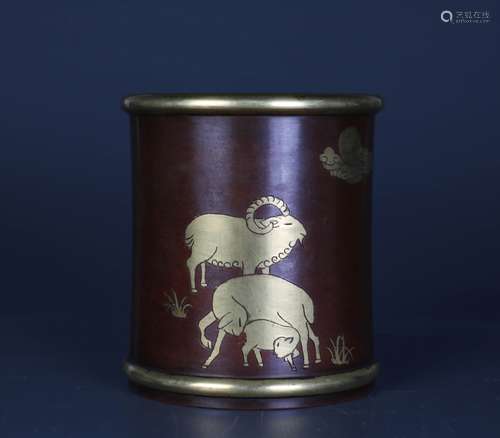 Chinese Bronze Brush Pot