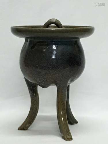 Chinese Song Style Tripod Ceramic Incense Burner