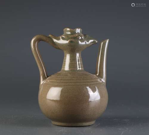 Chinese Green & Brown Glazed Wine Pot