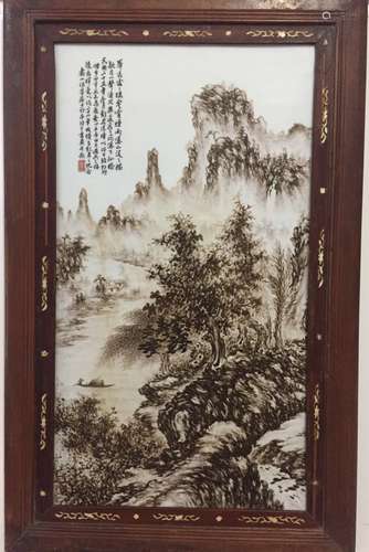 Chinese Famille Rose Porcelain Plaque, Signed