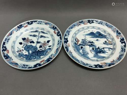 Pair of Chinese Blue/White Porcelain Plates