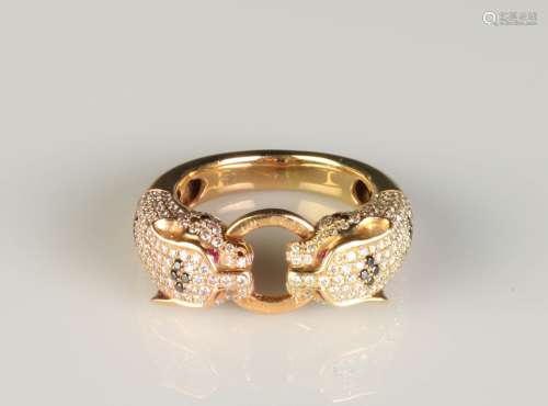 18K Panther Ring w/ Diamond Marked Cartier
