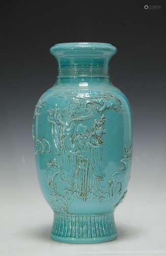 WD 12/8/17Chinese Blue Glazed Porcelain Vase