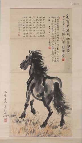 Chinese Ink.Color Painting on Scroll, Signed