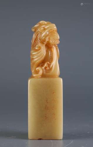 Chinese Soapstone Seal w/ Beast Atop