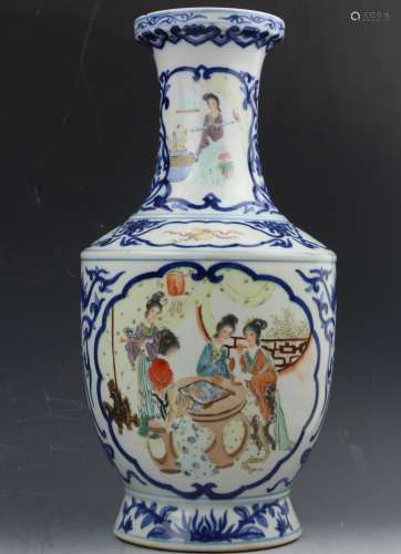 A famille rose porcelain depicting a sceen from Dream of the Red Chamber vase with Guangxu mark