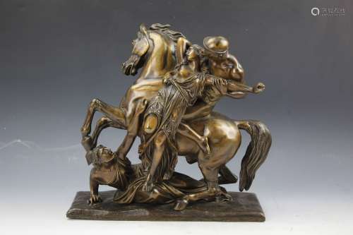 A finely and beautifully made bronze figure of the Rape of Troy by Barye