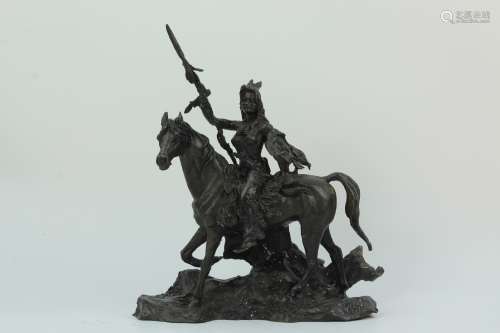 Bronze figure of a beautiful native American female warrior