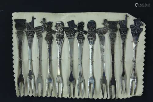 12 sterling silver snack picks from Peru 3 inches long