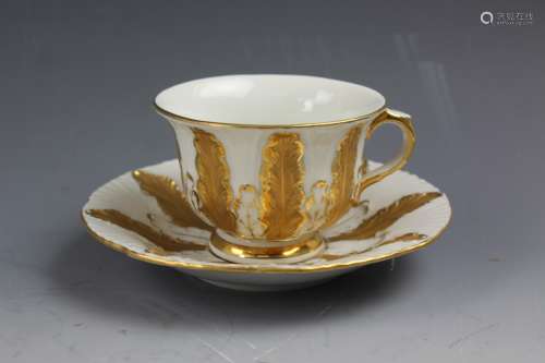 Meissen Gold and White Demitasse cup and saucer