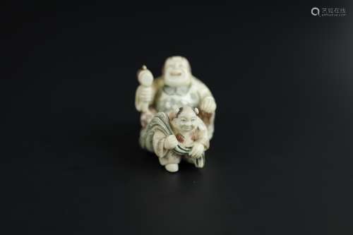 Vintage Netsuke carving of Granny Liu from Dream of the Red Chamber