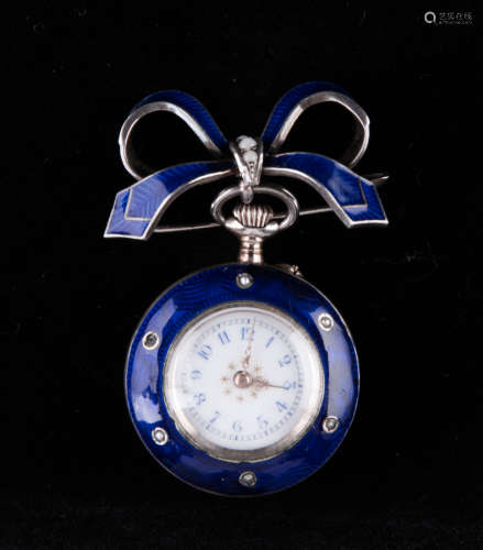 Europe enamal lady's brooch clock
