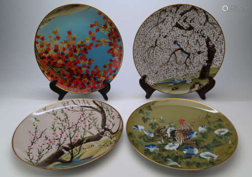 Four seasons japanese porcelain plate