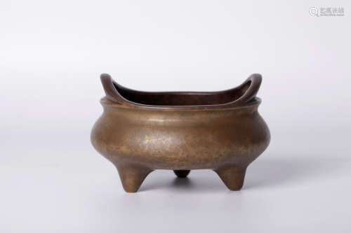 Chinese 2 ear bronze stove with mark