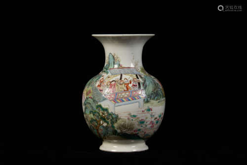 Chinese famille rose vase with figure painting