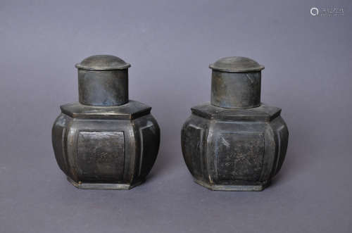 A pair of chinese 19 century Tin jar