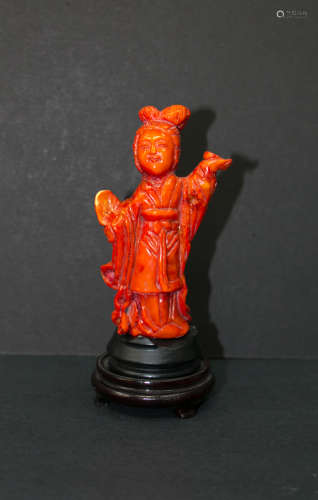 Red coral statue