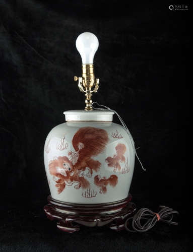 Chinese porcelain jar as lamp