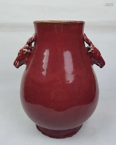 A QING RED GLAZED VASE