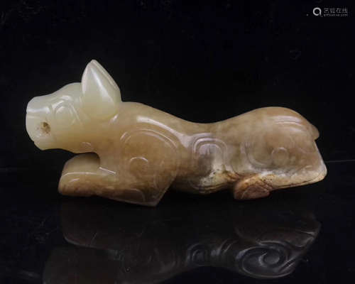 TIGER SHAPED HETIAN JADE PENDANT