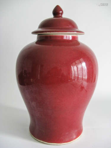 EARLY QING A COPPER-RED-GLAZED JAR