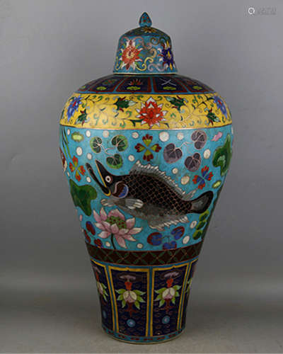 YUAN A CLOISONNE ENARNEL VASE