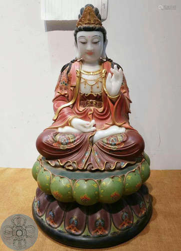 HANBAI JADE GLITED GUANYIN FIGURE