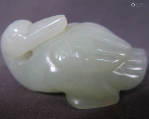 A HETIAN WHITE JADE DUCK