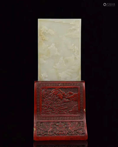 HETIAN JADE LANDSCAPE TABLE SCREEN