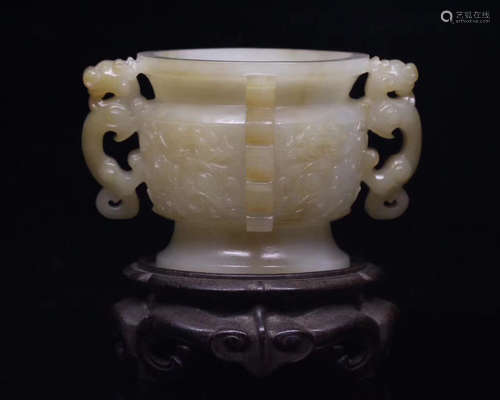 HETIAN JADE CENSERS WITH BEAST DESIGN