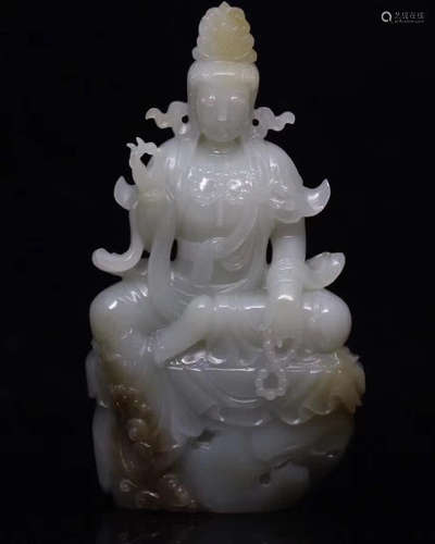 HETIAN JADE GUANYIN FIGURE