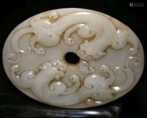 HETIAN JADE MONSTER CARVED PENDENT