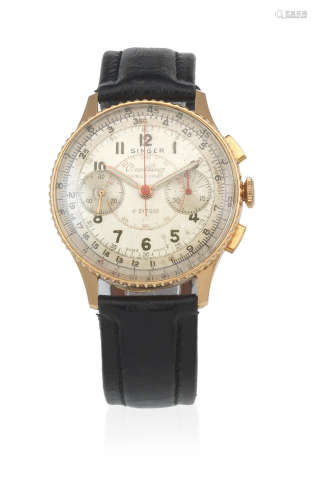 Chronomat, Ref: 769, Circa 1947  Breitling. An 18K gold manual wind chronograph wristwatch Retailed by Singer