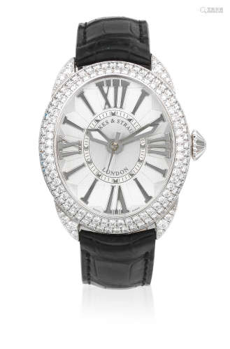 Regent, Ref: RE.3643.MA, No.003, Sold 31st December 2012  Backes & Strauss. A stainless steel and diamond set automatic oval wristwatch