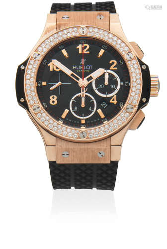 Big Bang, Circa 2010  Hublot. An 18K rose gold and titanium diamond set automatic calendar chronograph wristwatch