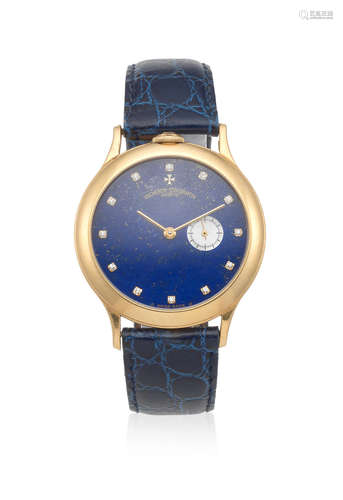 Ref: 92012, Circa 2000  Vacheron & Constantin. An 18K gold manual wind wristwatch with lapis lazuli dial