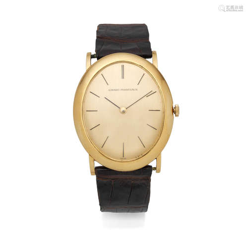 Circa 1970  Girard Perregaux. An 18K gold manual wind oval wristwatch