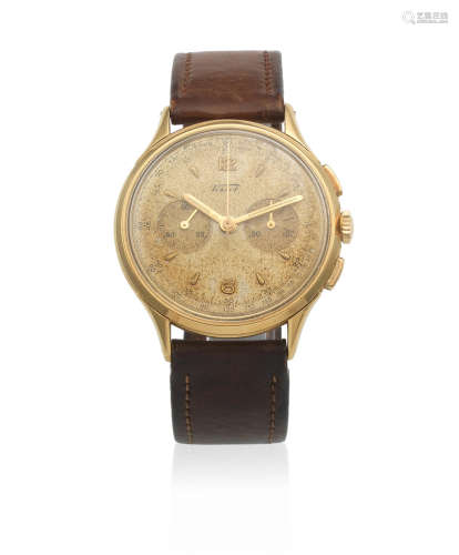 Circa 1950  Tissot. An 18K gold manual wind chronograph wristwatch