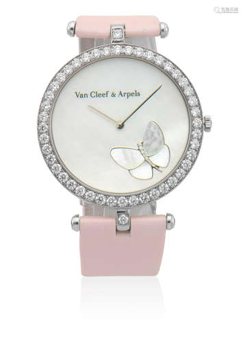 Papillon, Ref: HH17792, Recent  Van Cleef & Arpels. A lady's 18K white gold diamond set quartz wristwatch with mother of pearl dial