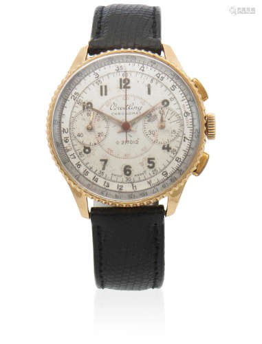 Chronomat, Ref: 769, Circa 1950  Breitling. An 18K gold manual wind chronograph wristwatch