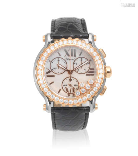 Happy Sport, Ref: 288506-6001, Sold 19th November 2010  Chopard. A stainless steel and gold diamond set quartz calendar chronograph wristwatch