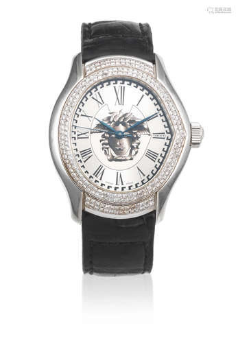 Ref: 4198/20AC, Circa 1995  Franck Muller for Versace. A stainless steel diamond set automatic wristwatch