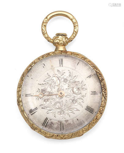 Circa 1850  Reymond Bertaut, Boulevard Italien 26, Paris. A small continental gold key wind open face pocket watch