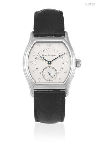 Richeville, Ref: 2730, Circa 1990  Girard Perregaux. A stainless steel automatic calendar tonneau form wristwatch