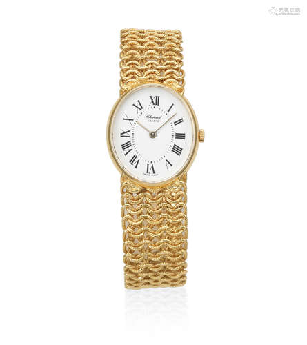 Ref: 5029 2, London Import mark for 1975  Chopard. A lady's 18K gold quartz bracelet watch