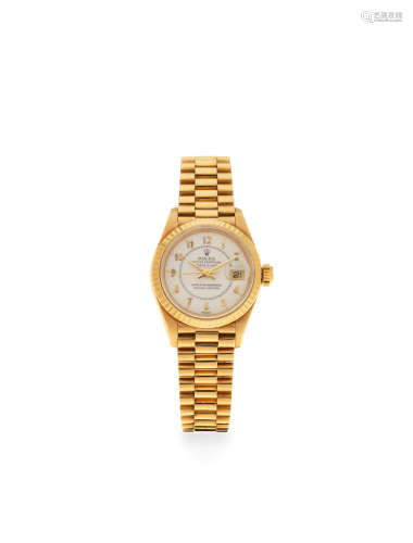 Datejust, Ref: 69178, Circa 1984  Rolex. A lady's 18K gold automatic calendar bracelet watch