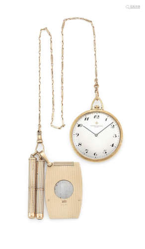 Ref: 6760, Circa 1960  Vacheron & Constantin. A slim 18K gold keyless wind open face pocket watch
