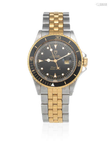 Prince Oysterdate Mini-Sub, Ref: 73091, Circa 1995  Tudor. A midsize stainless steel and gold automatic calendar bracelet watch
